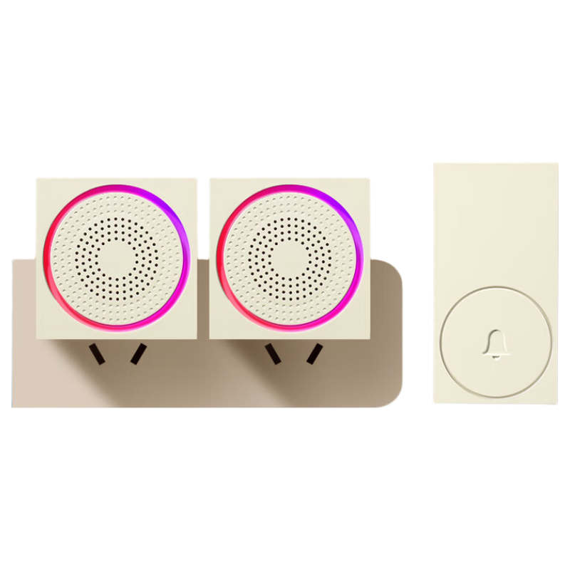 Advent Wireless Doorbell, Colorful Light-Up Self-Powered, Home Use, One-Button Silent Call Button, Two-Way Connection, Cream Style