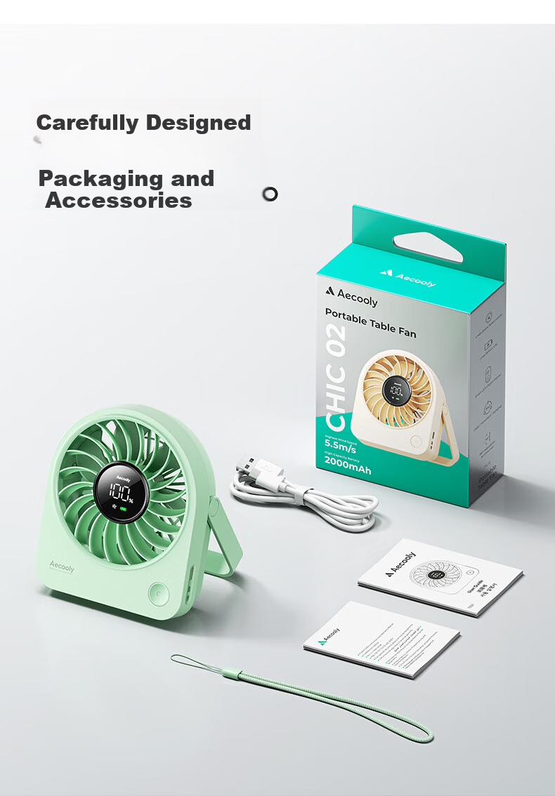 Aecooly Mini Portable USB Rechargeable Quiet Desktop Fan Lightweight Handheld Small Electric Fan for Outdoor Camping Dormitory with 10% Off for Top Streamers 15