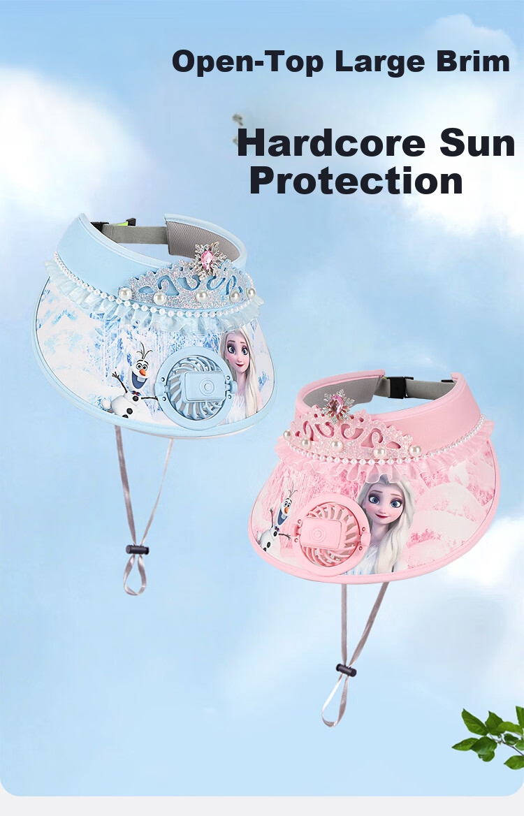 Disney Kids Summer Sun Protection Fan Hat for Girls Open Top Wide Brim DSP60025 Pink 1