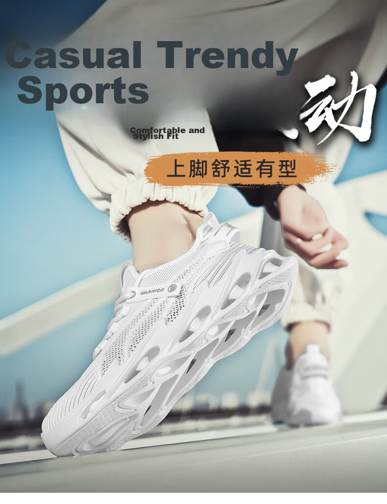 Warrior Official Men's Summer 2026 New Breathable Mesh Running Shoes Lightweight Shock Absorption Sports Shoes in Beige and Green 1