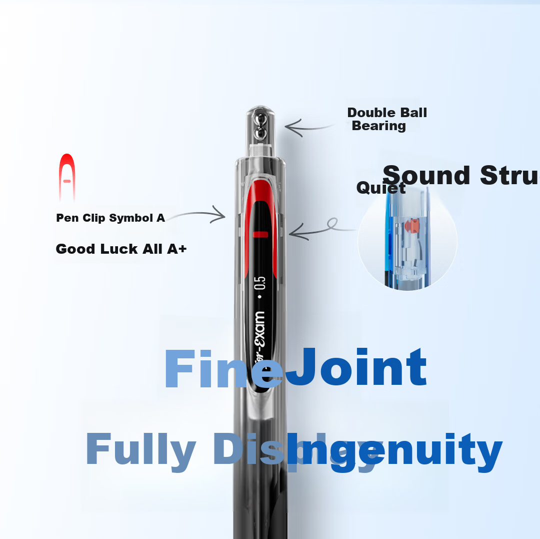 Dianshi 5A Retractable 0.5mm Black Carbon Neutral Pen Bullet Tip Double Ball Quick-Dry Smooth Student Exam Pen Transparent Barrel 12-Pack Back to School 18