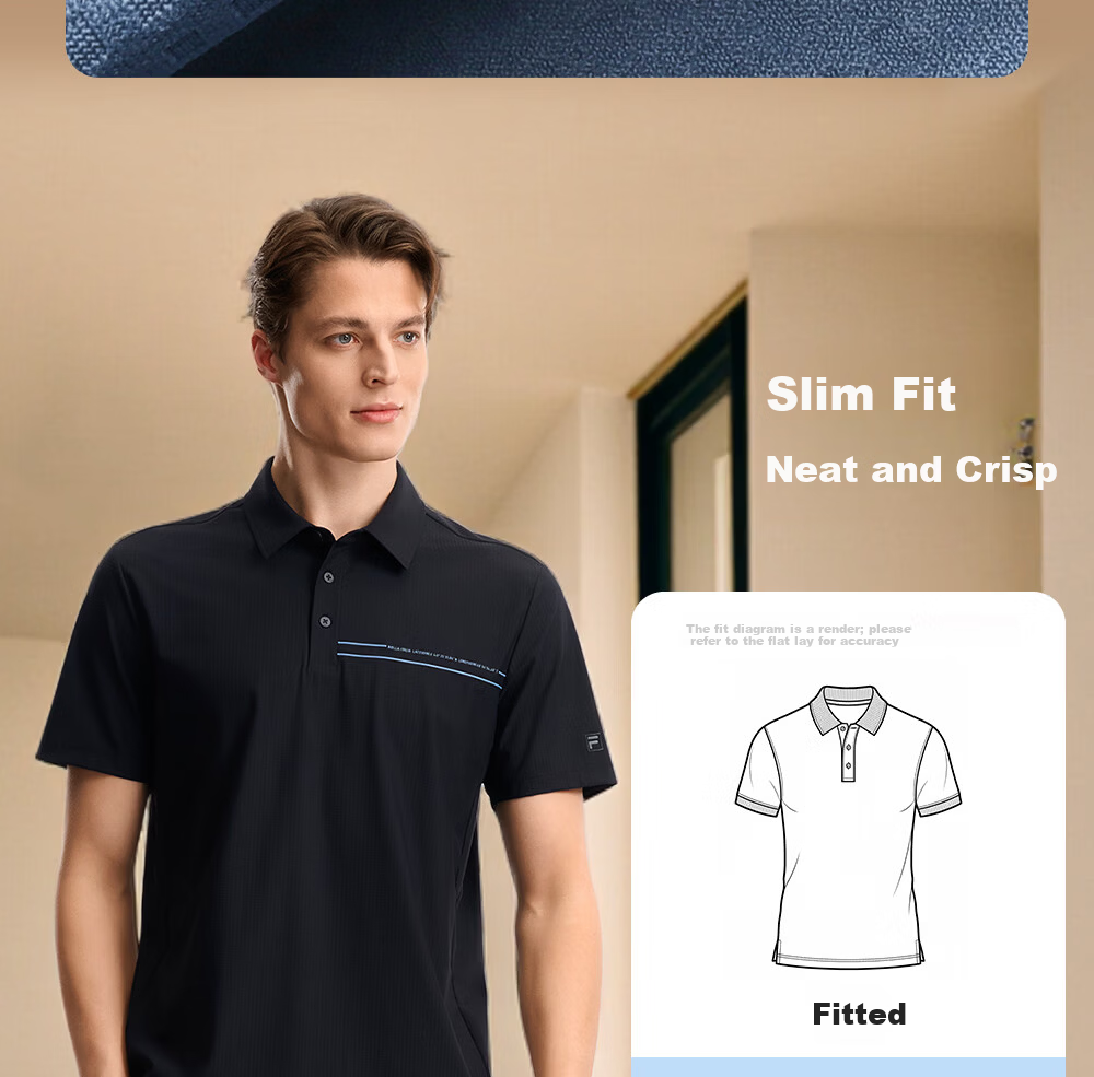 FILA Official Men's Knitted Short Sleeve Polo Shirt 2026 Summer Sun Protection Cooling Comfortable Top 7