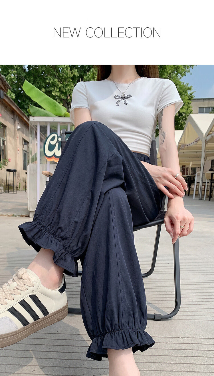 Demana Pear-Shaped Comfort Zone Summer Korean Style Nine-Point Lantern Pants Elastic Waist Loose Slim Fit Petite Women's Casual Pants 1