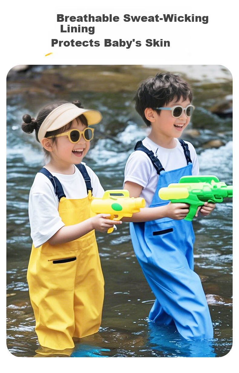 Blue Owl Shield Kids Beachcombing Suit Unisex Rain Boots Waterproof Wading Pants Water Play Suit YX1056 Size 29 13