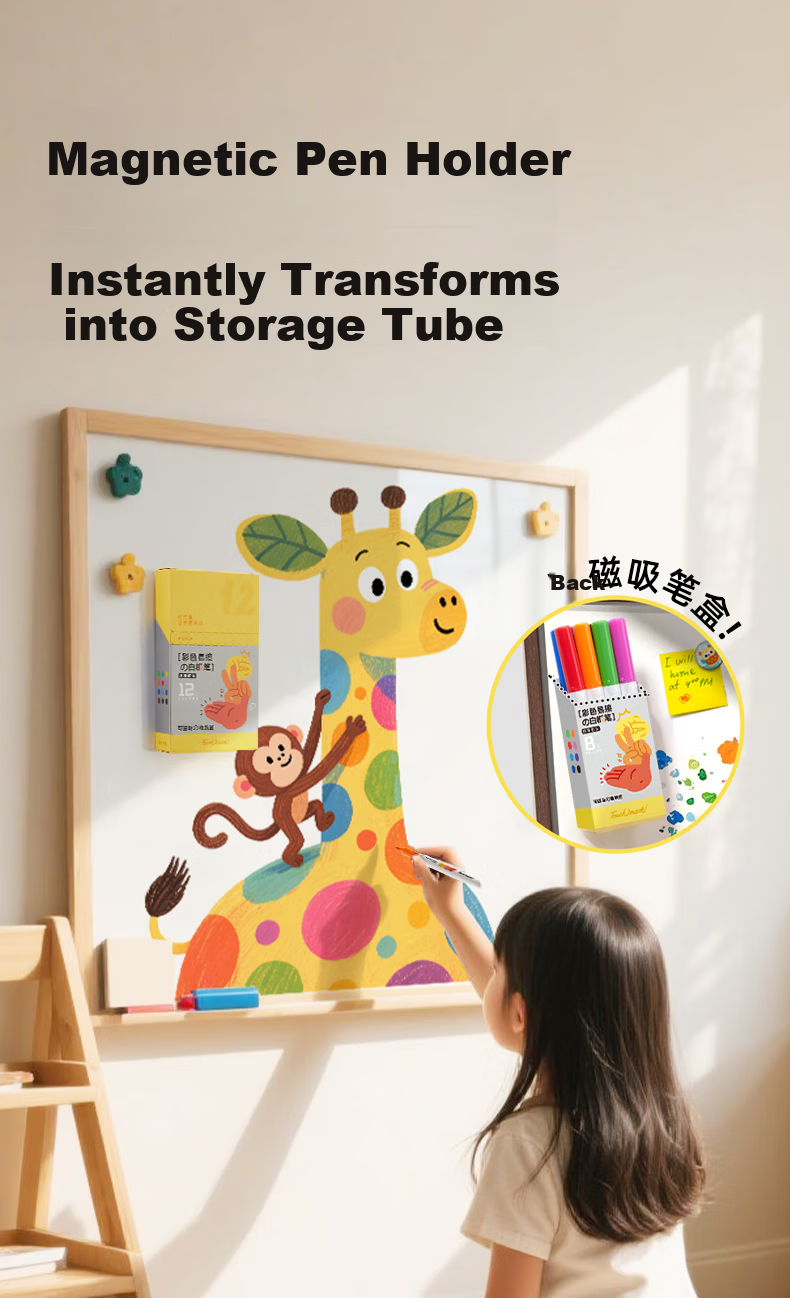 Touch Mark Colored Whiteboard Markers Soft Tip 8 Colors Washable Erasable Markers Large Capacity for Kids Early Education Doodle Board Writing Blackboard Pens for Children Students 3