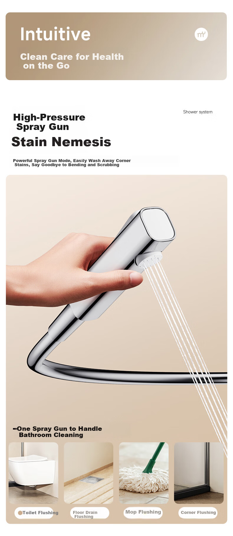 JOMOO Bathroom Set S1 Chrome Thermostatic Shower Set with Large Overhead Rainfall, Piano Key Storage, Four-Function Adjustable Rod 8