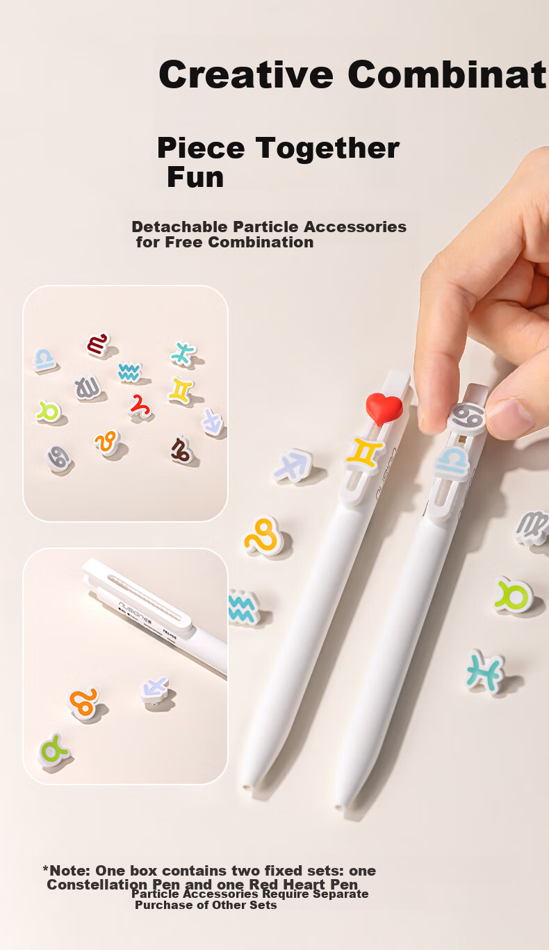 NUSIGN Low Center of Gravity Quick-Dry Click Neutral Pen Virgo Constellation 0.5mm Dual Ballpoint Silicone Tip Black Pen Exam Office 2-Pack NS894-8 Children's Day Gift 6