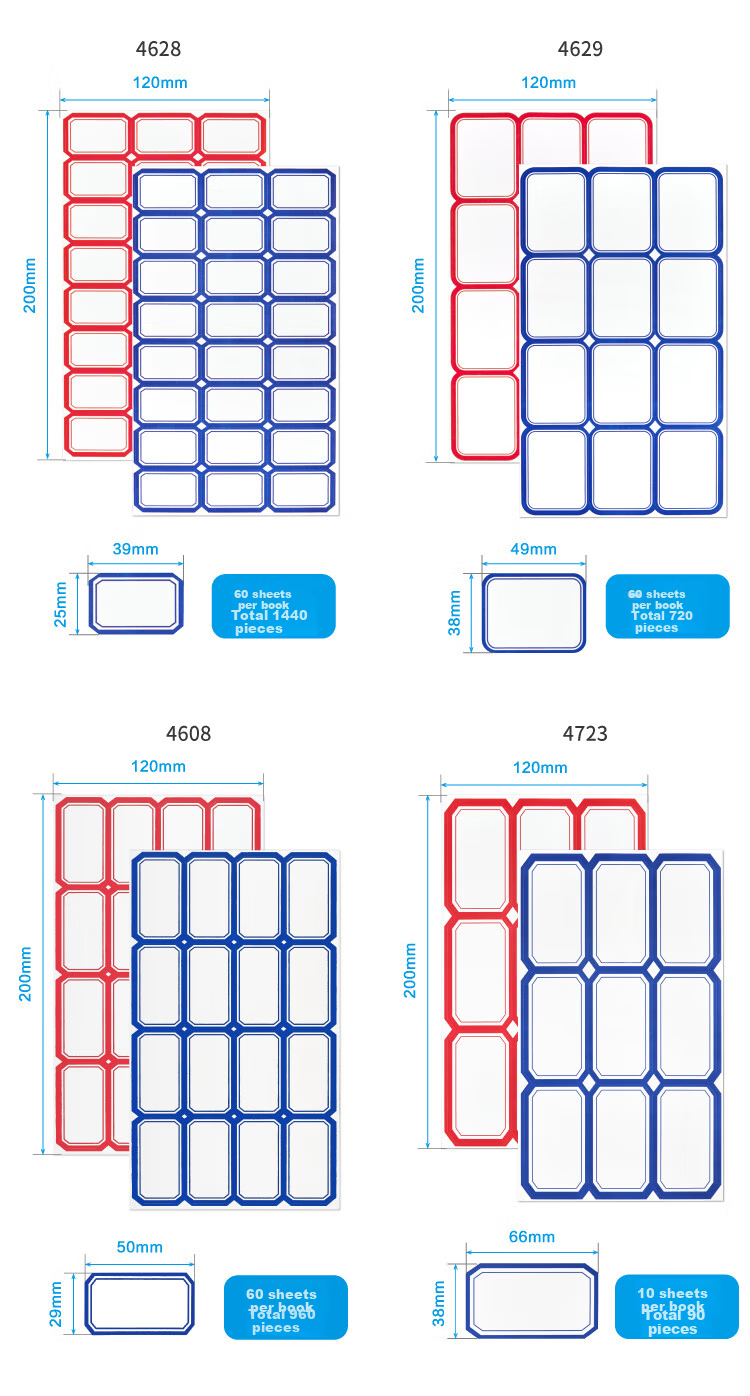 DSB (Disbi) 540pcs 66*38mm Label Paper Stickers Adhesive Notes Easy Tear Sticky Notes Office Memo Marking Stickers 4724R Red 15