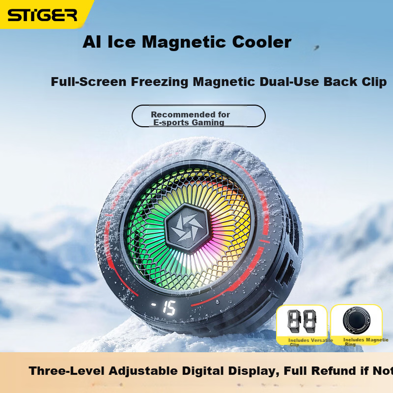 STEK 15W AI Temperature Control Freezing Mobile Phone Cooler Ice Clip Cooling Gaming Cooler Compatible with Black Shark 2 Pro Red Magic Xiaomi Apple 17 Pro Huawei