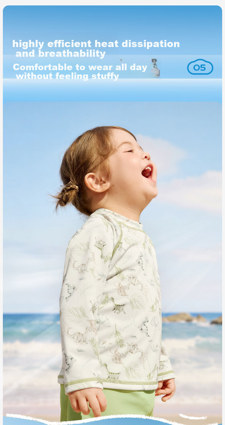 Kocotree KK Tree Kids UV Protection Long Sleeve Boys and Girls Two-Piece Swimsuit Fashion Collaboration Edition 19