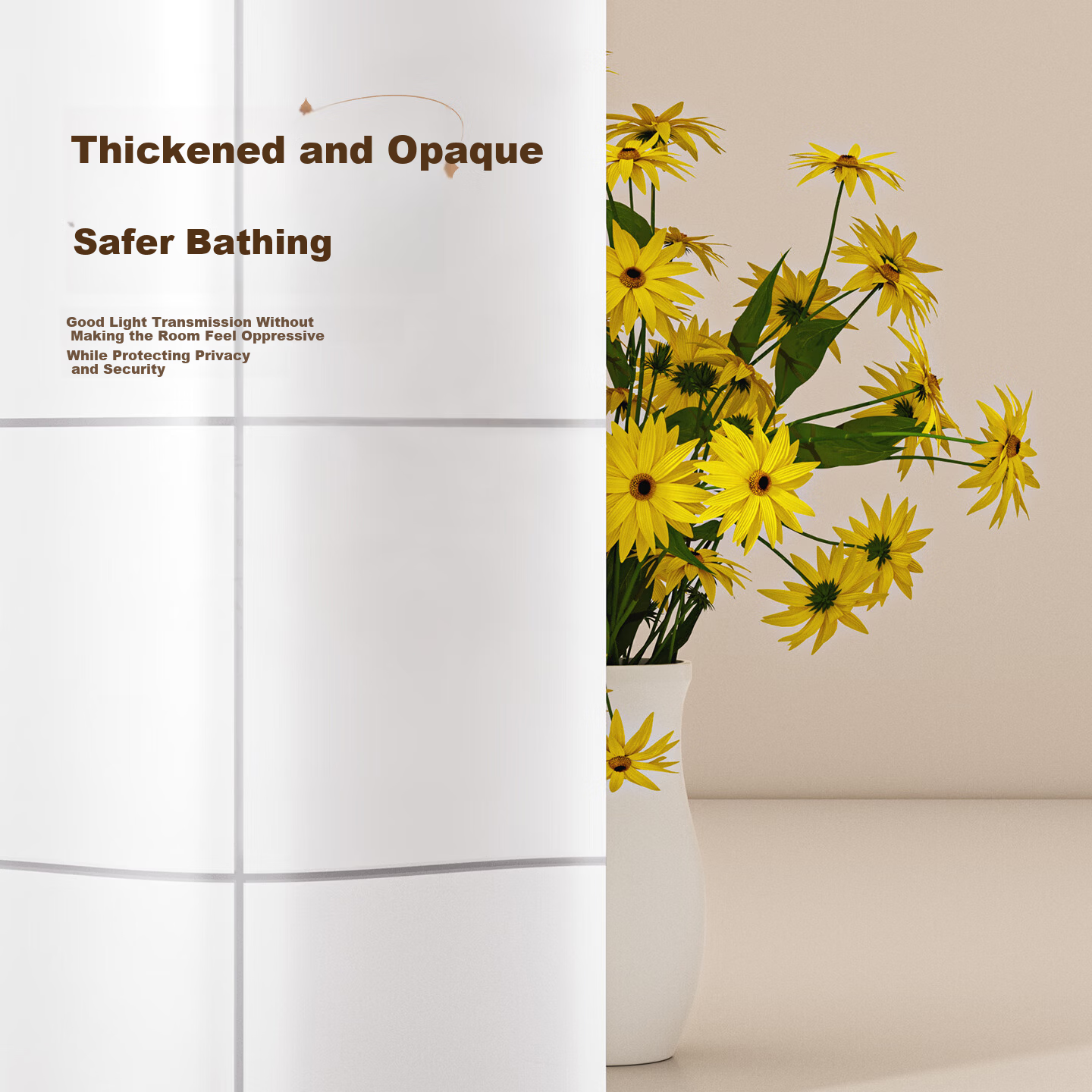 Baicaoyuan Shower Curtain Bathroom Waterproof Partition Curtain Mold Resistant 160x180cm