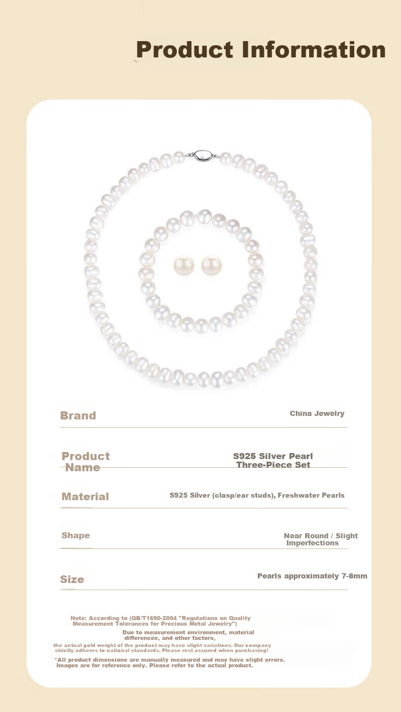 Sino Gem Natural Pearl Necklace for Mom S925 Sterling Silver Pearl Set Birthday Gift Practical for Mom and Mother-in-Law 3