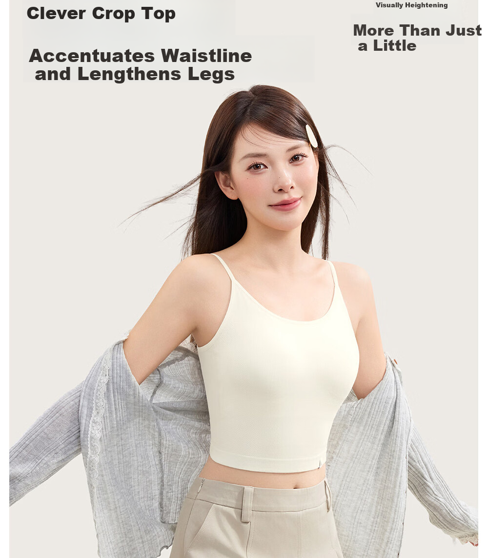 SecretWorld Women's Camisole with Built-in Padded Bra, Cross Back, Side Coverage, Slimming Spring Base Top 34