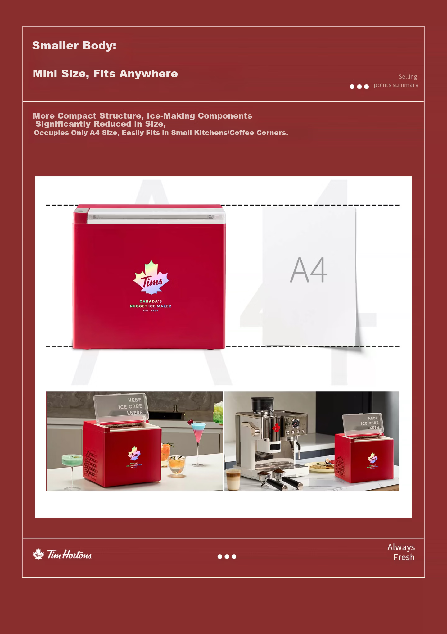 Tim Hortons 【Price Guarantee 618】Tianhao Z3 Home Small Fully Automatic Ice Maker One-Key Cleaning Bullet Ice Adjustable Mini Dormitory Ice Maker Red 12
