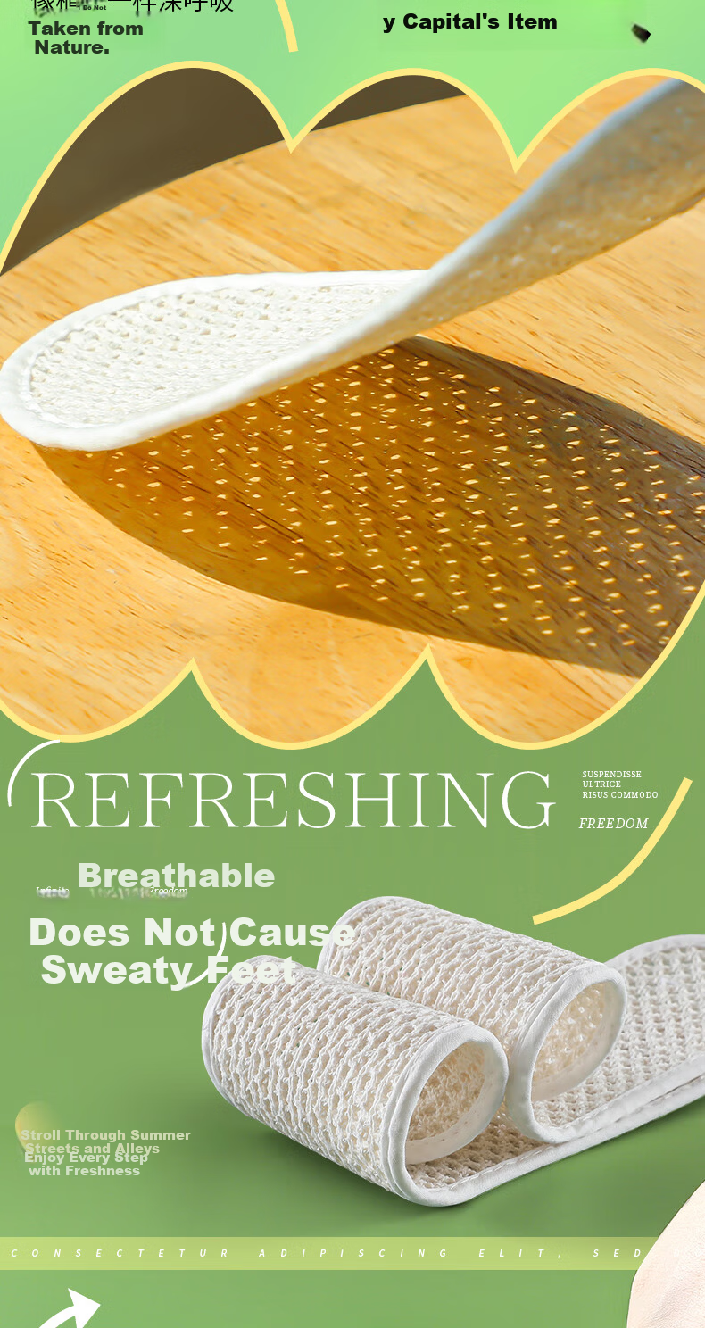 Nanjiren Cotton Linen Breathable Sweat-Absorbing Insoles for Men and Women, Comfortable, Odor-Resistant, Soft, Ultra-Thin Summer Running Insoles, Size 45 5