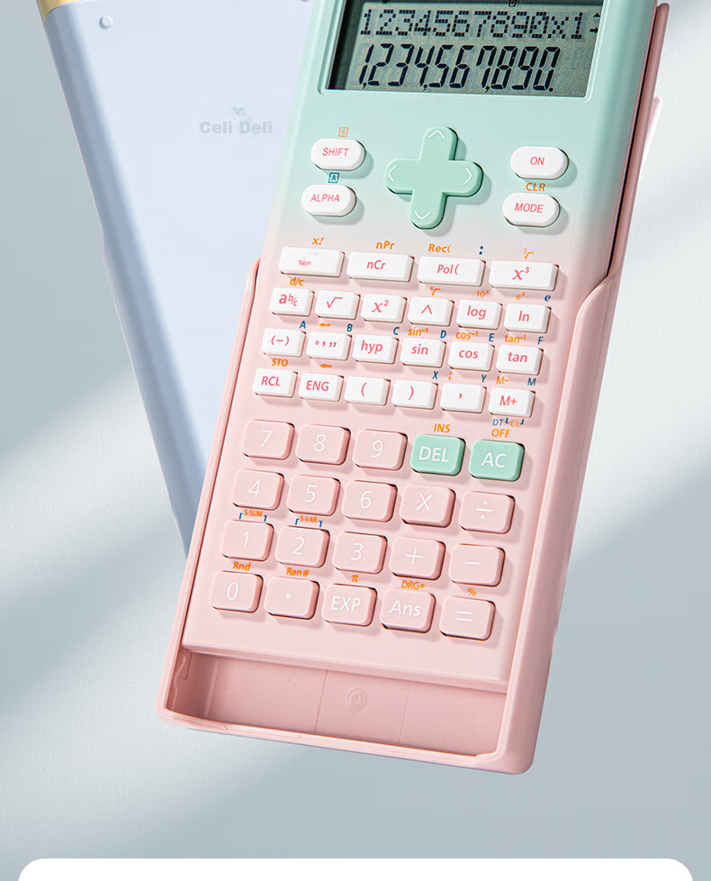 Deli Fashion Function Calculator Dual-line LCD Large Screen 240 Functions Exam Calculator (Suitable for Middle and High School) Gradient Pink TE705 8