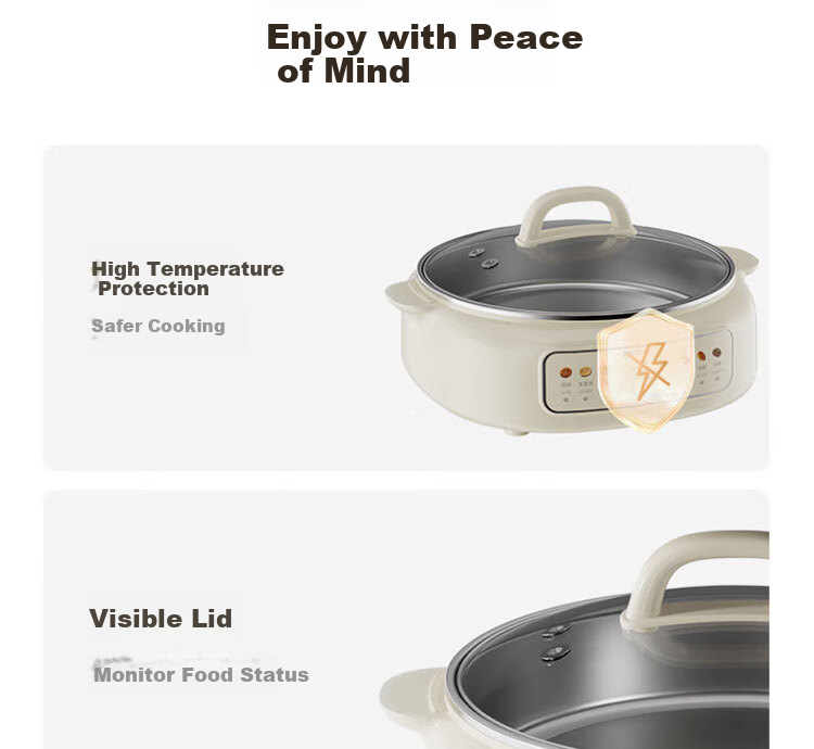 Joyoung JK30-GK339 Household Grill Pan 304 Stainless Steel Non-Coated Inner Pot Breakfast Maker Deepened Body Electric Griddle Multi-Function Electric Frying Pan 22