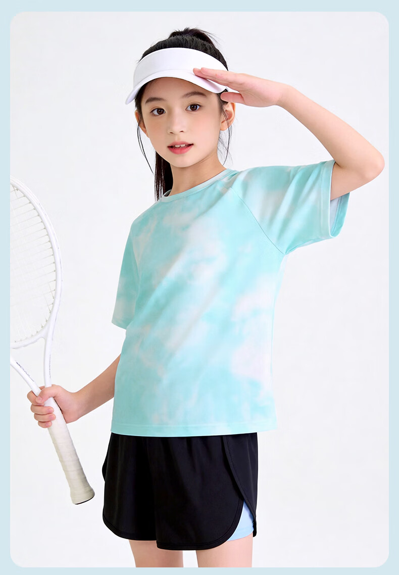 Piggy Banner Girls Sports Set 2026 Summer New Big Kids Ice Silk Cooling Short Sleeve Shorts Two-Piece Set 5
