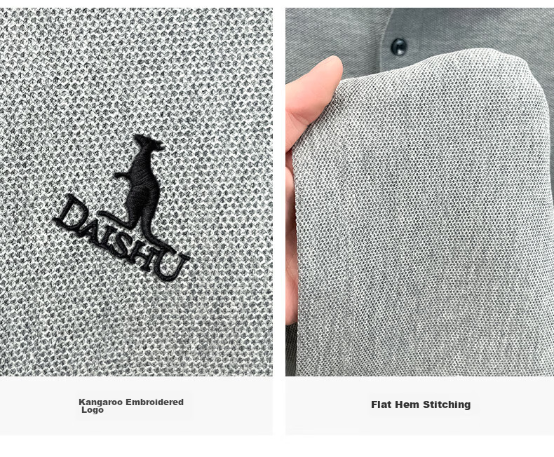 DAISHU Kangaroo Men's Short Sleeve Polo Shirt Middle-aged Dad Base Shirt 7