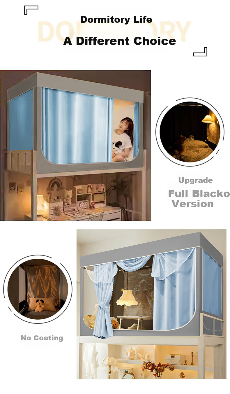 YANYANGTIAN Student Dormitory 100% Blackout Integrated Bed Curtain Mosquito Net for 0.9m Bed [Suitable for Bunk Beds] 3