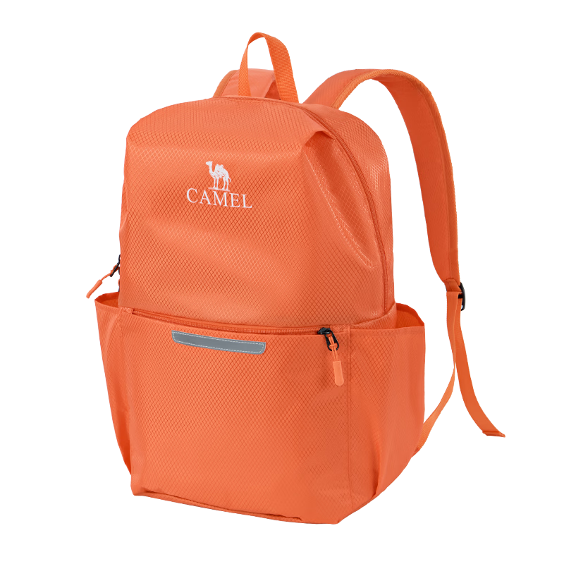 CAMEL Lightweight Backpack, Cycling Bag, Solid Color Foldable Pack, Outdoor Sports Casual Travel Hiking Bag, Orange