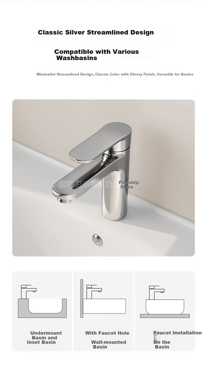 ARROW YJ Brass Single Hole Bathroom Basin Faucet Hot and Cold Mixer Tap for Home Washbasin 9