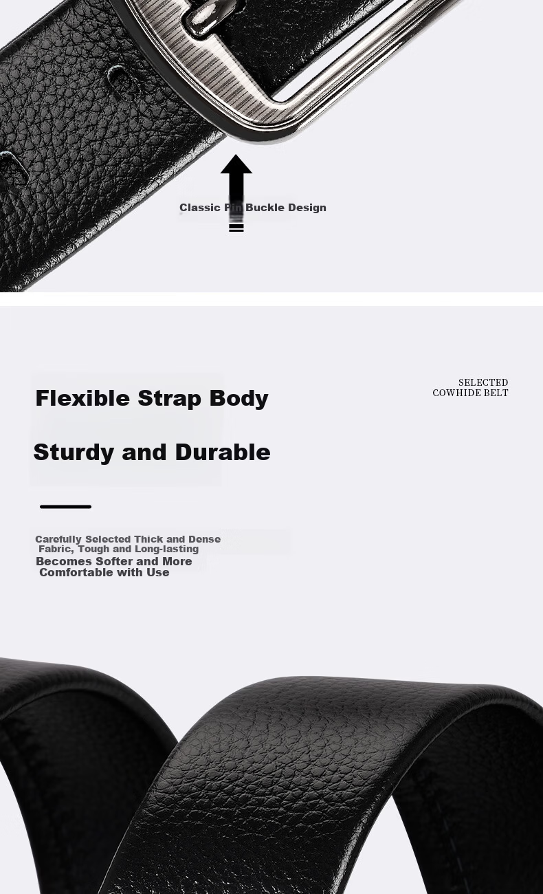CARTELO Men's Leather Belt Casual Denim Waist Belt Simple Versatile Pin Buckle Belt Birthday Gift for Boyfriend Husband Father 4