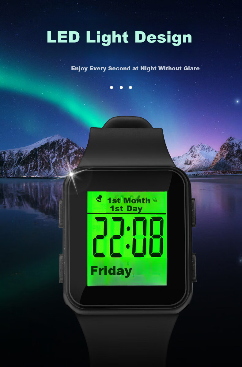GEORGCOUNT Men's Multifunctional Square Digital Watch, Student Unisex Alarm Clock, Luminous Sports Children's Watch for Boys 4