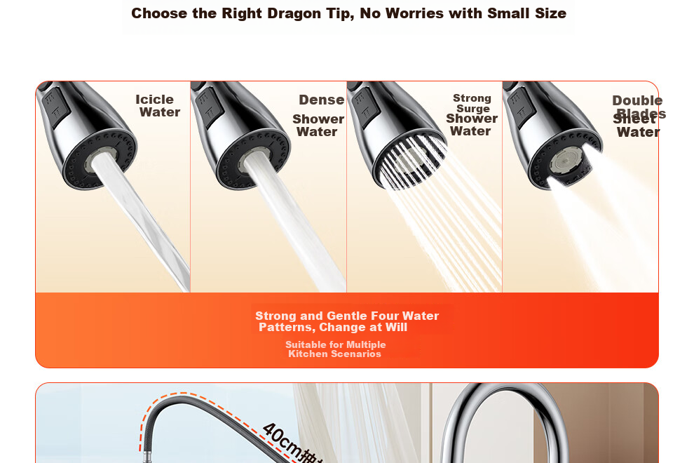 ARROW HY Kitchen Hot and Cold Water Faucet Splash-Proof Rotatable Brass Pull-Out Faucet AE45303CP 3