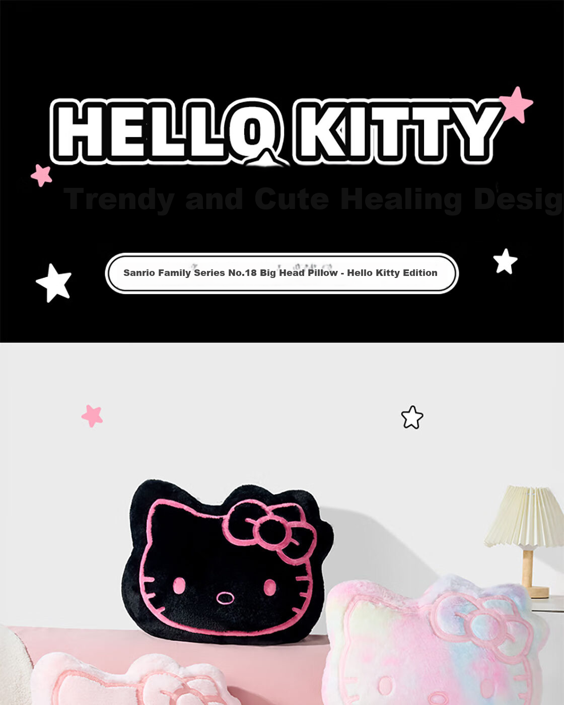 MINISO Sanrio Family Series Hello Kitty No.18 Large Head Pillow Sofa Cushion Birthday Gift Pink 1
