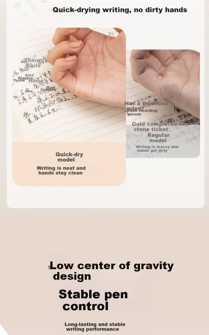 NUSIGN Low Center of Gravity Quick-Dry Click Neutral Pen Virgo Constellation 0.5mm Dual Ballpoint Silicone Tip Black Pen Exam Office 2-Pack NS894-8 Children's Day Gift 4