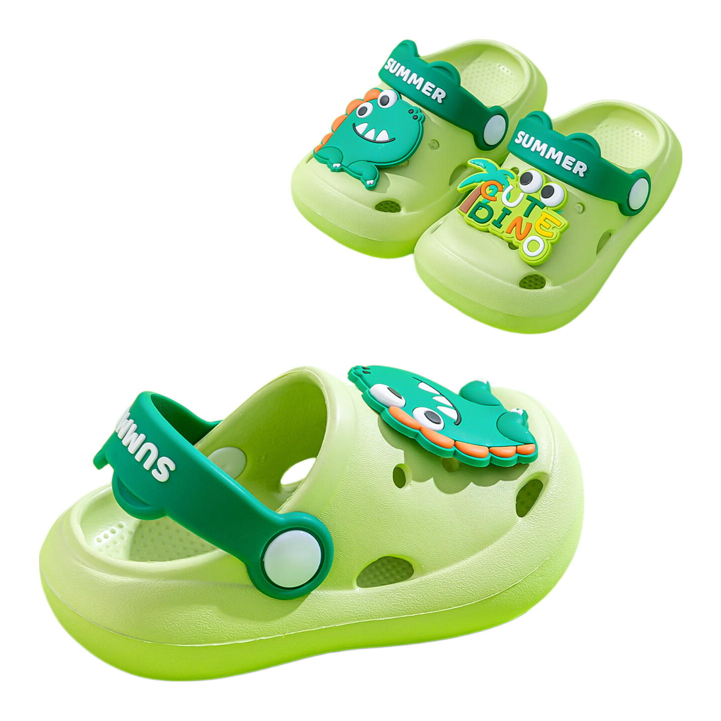 Pig Daddy Kids Slippers Boys Girls Summer Indoor Non-slip Closed-toe Toddler Beach Clogs Green Size 18