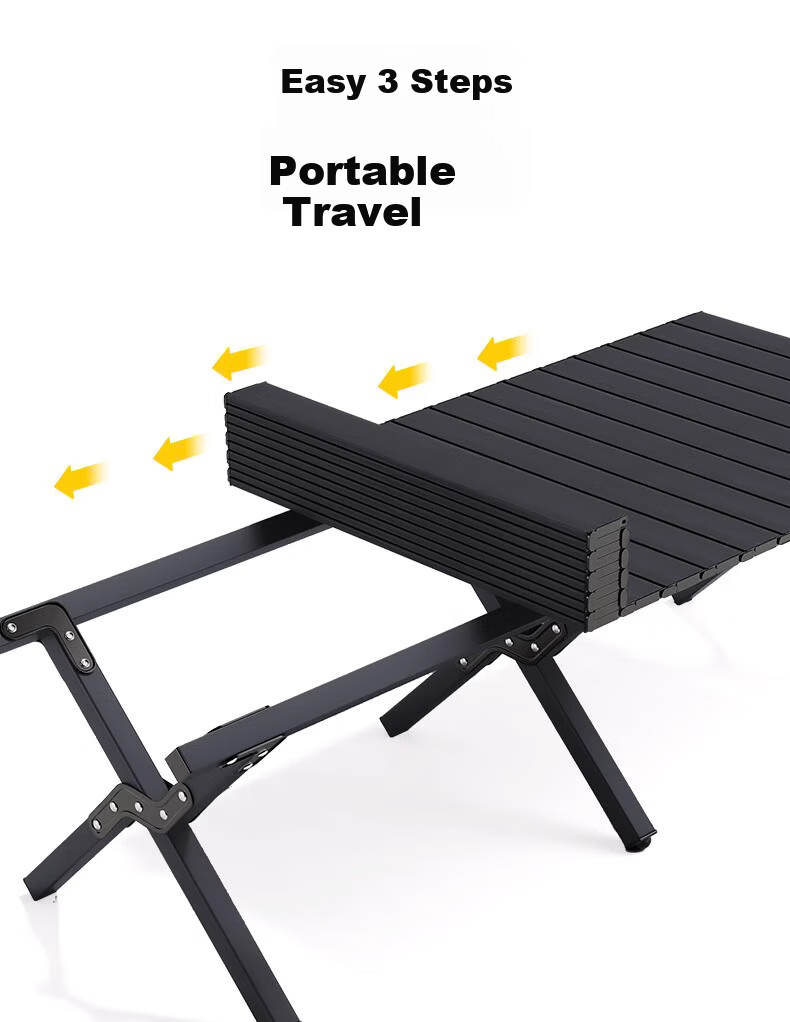 Xiaomo Outdoor Folding Table, Picnic Barbecue Egg Roll Table Camping Table And Chairs, Portable Stalls Camping Balcony Leisure Table, Black 15