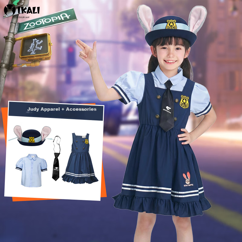 Disney Zootopia Sam Style 2026 Summer Kids Girls Bunny Short Sleeve Dress 110 CM