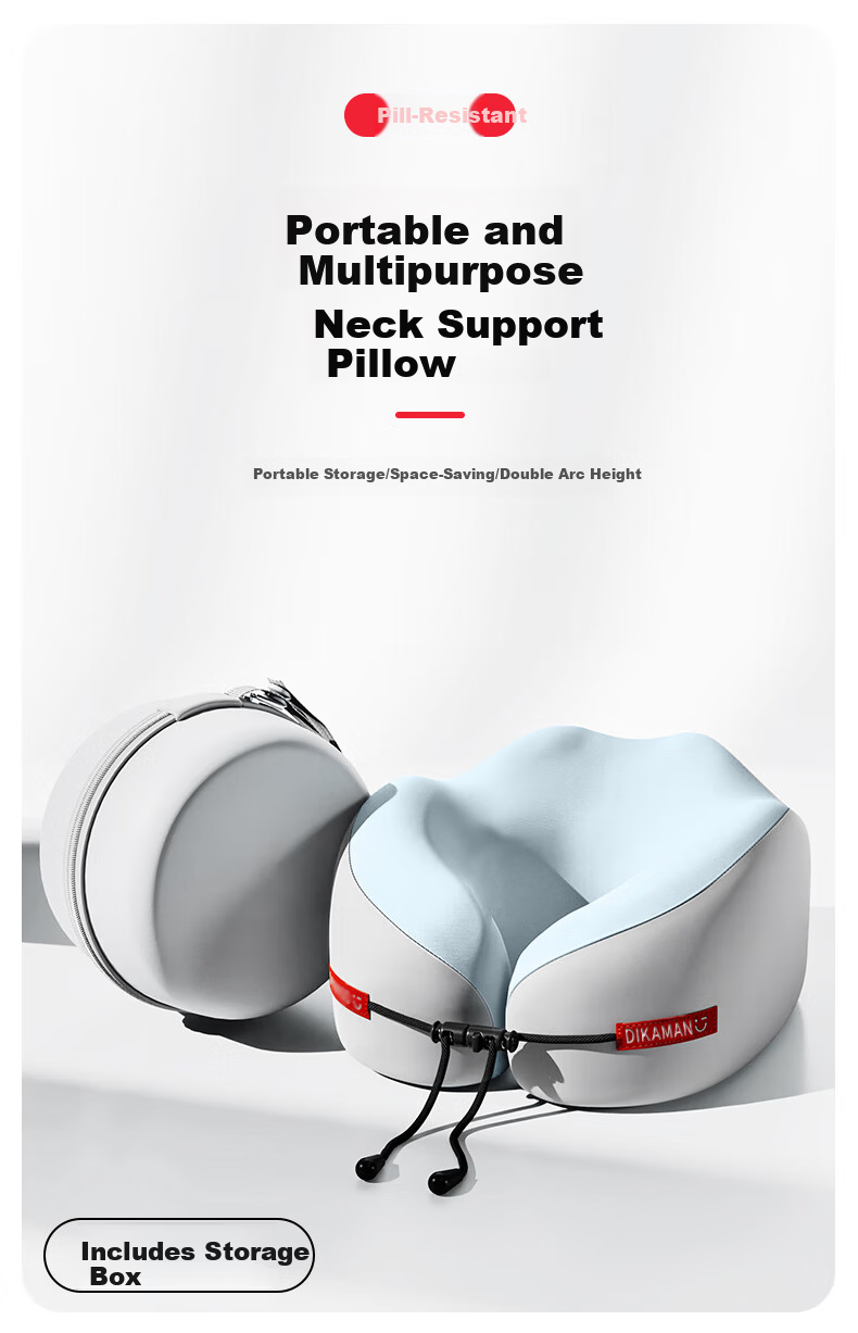 40,000km U-Shaped Memory Foam Travel Neck Pillow Portable Lightweight Long-Distance Cervical Pillow for Children Sky Blue 1