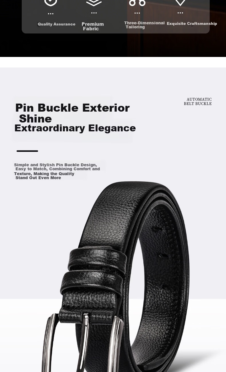 CARTELO Men's Leather Belt Casual Denim Waist Belt Simple Versatile Pin Buckle Belt Birthday Gift for Boyfriend Husband Father 2