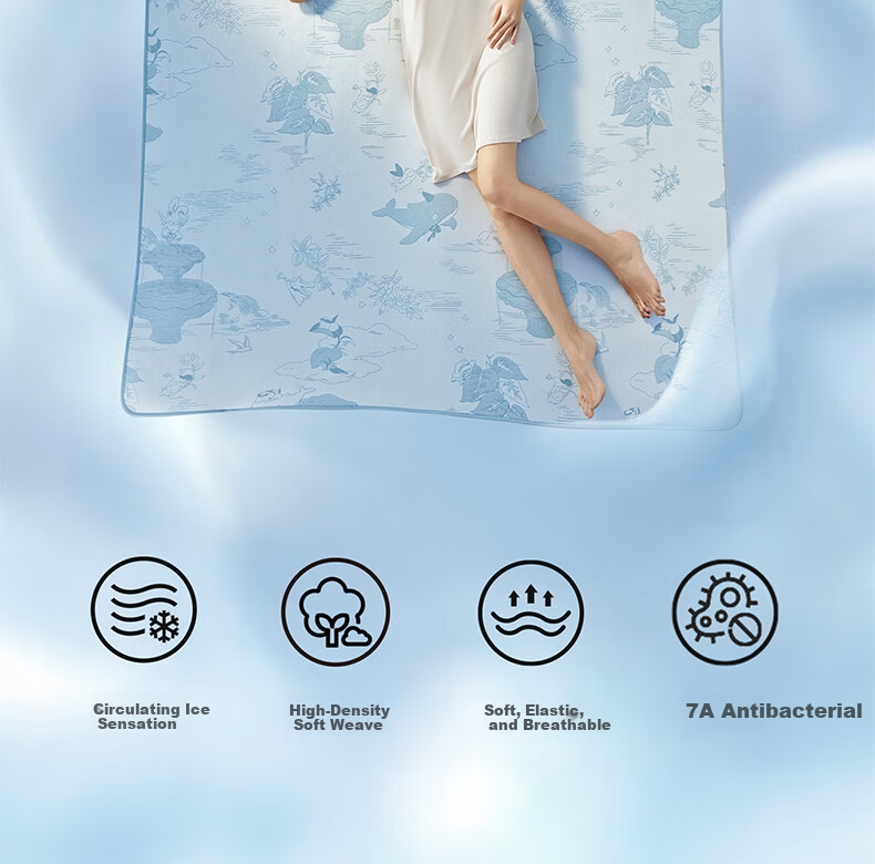 Babycare Adult Antibacterial Cooling Mat Baby Breathable Large Size Whale Party Green with Pillowcase 200×180CM 2