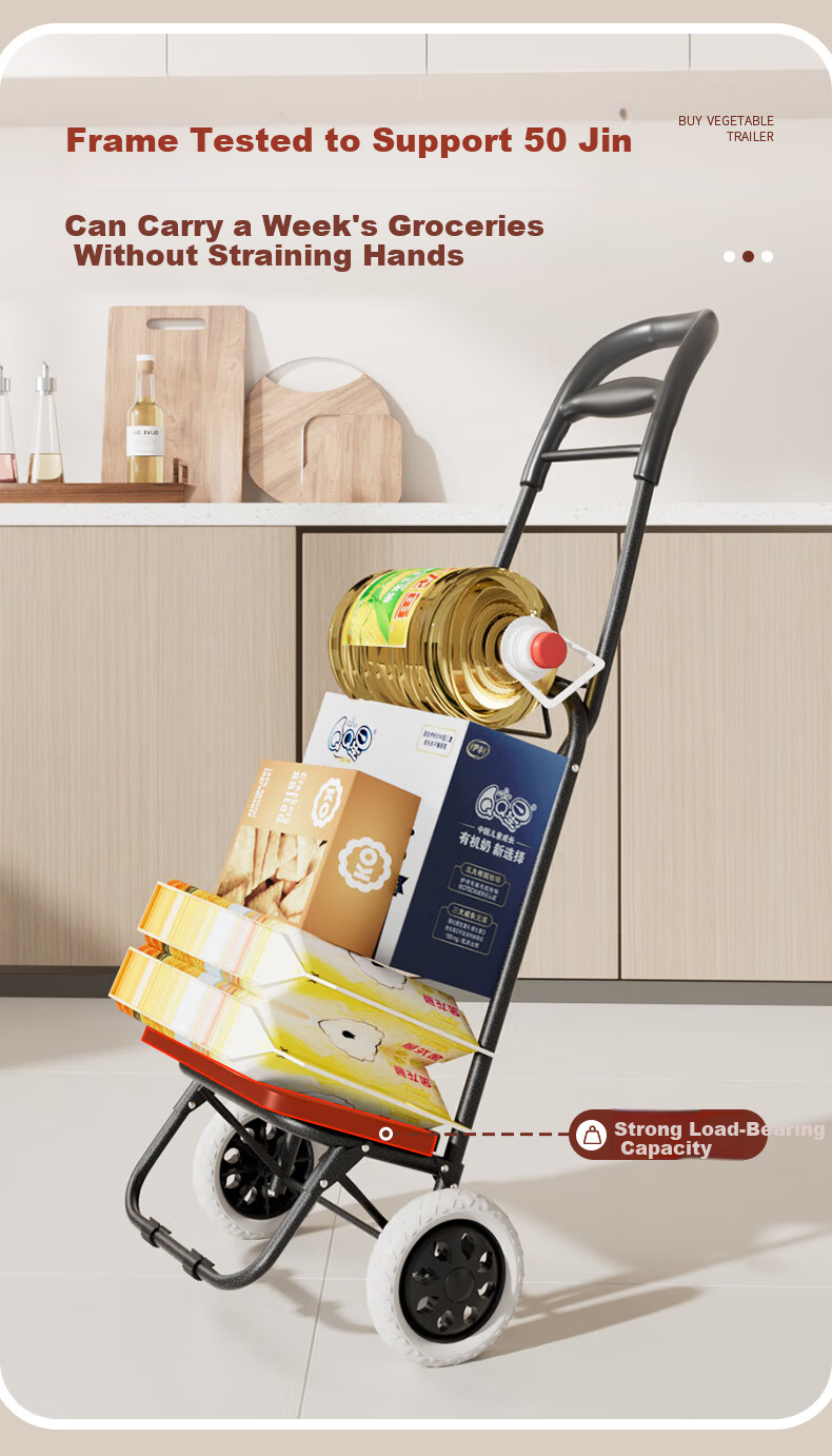DU PONT Portable Foldable Grocery Shopping Cart Hand Trolley Household Flat Small Cart Stair Climbing Tool 5