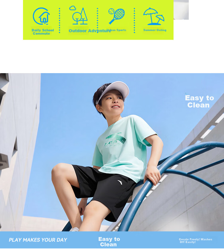 Anta Kids Boys 2026 Summer Breathable Skin-Friendly Short Sleeve and Shorts Sports Set A72625711 8