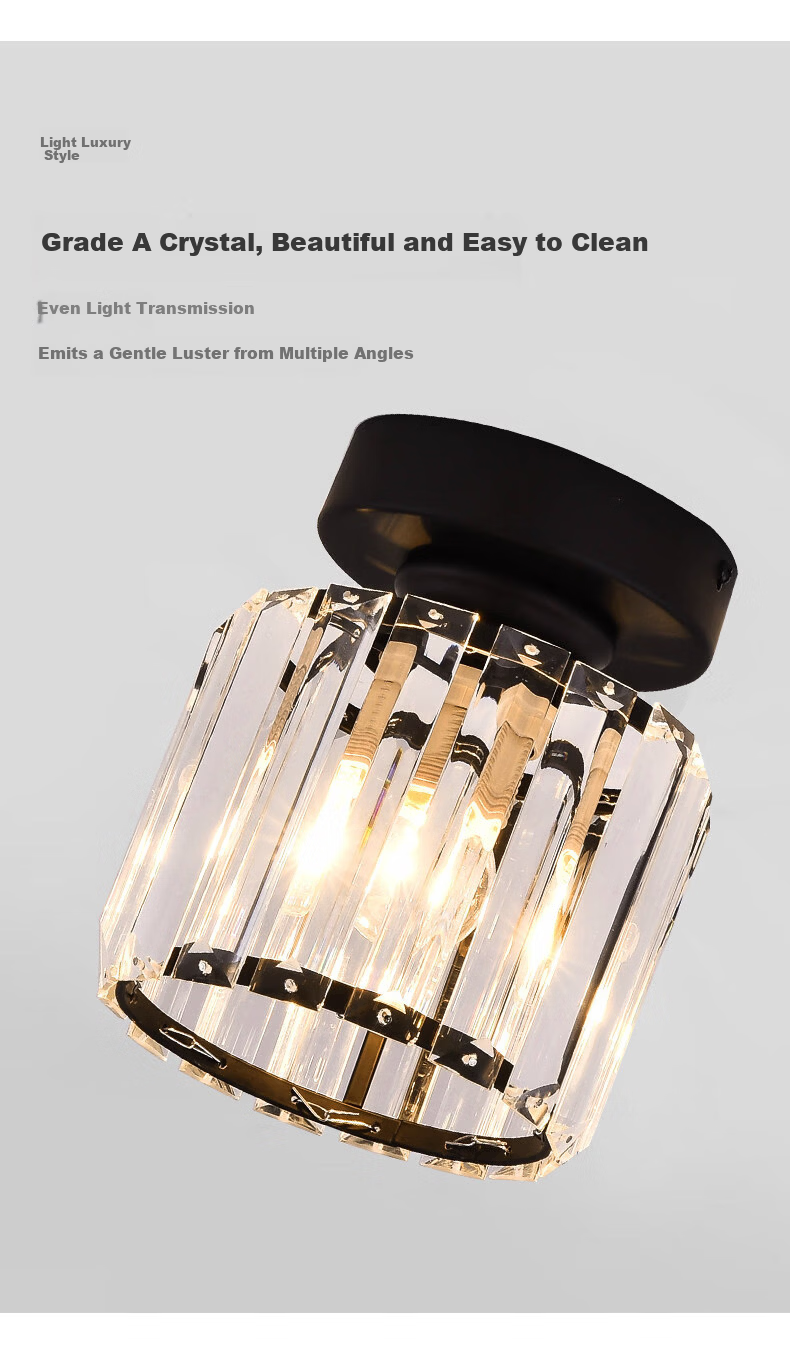Dengling Luxury Crystal Corridor Light Simple Modern Hallway Light Entrance Round Small Light Nordic LED Ceiling Light Balcony Light 5