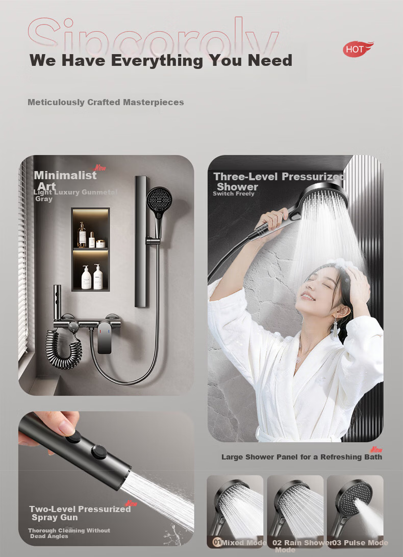 IVORPO [Germany] Shower Set Complete Integrated Automatic Descaling Bathroom Hot and Cold Pressurized Shower Head 3