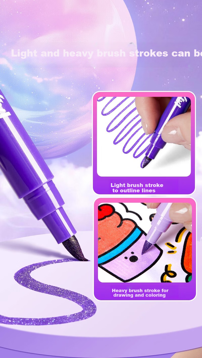 Liupintang Glitter Marker New Flashing Watercolor Pen for Primary Students Shiny Metallic Colored Pen Sand Flow Sparkling Art Pen for Kids Journal Highlighter 4