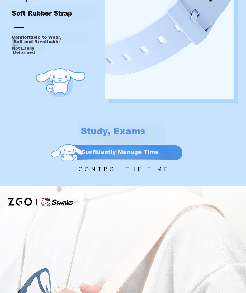 ZGO Kids Watch Time-Only Sanrio Waterproof Junior High School Girls Elementary School Students Watch Children's Day Gift 10