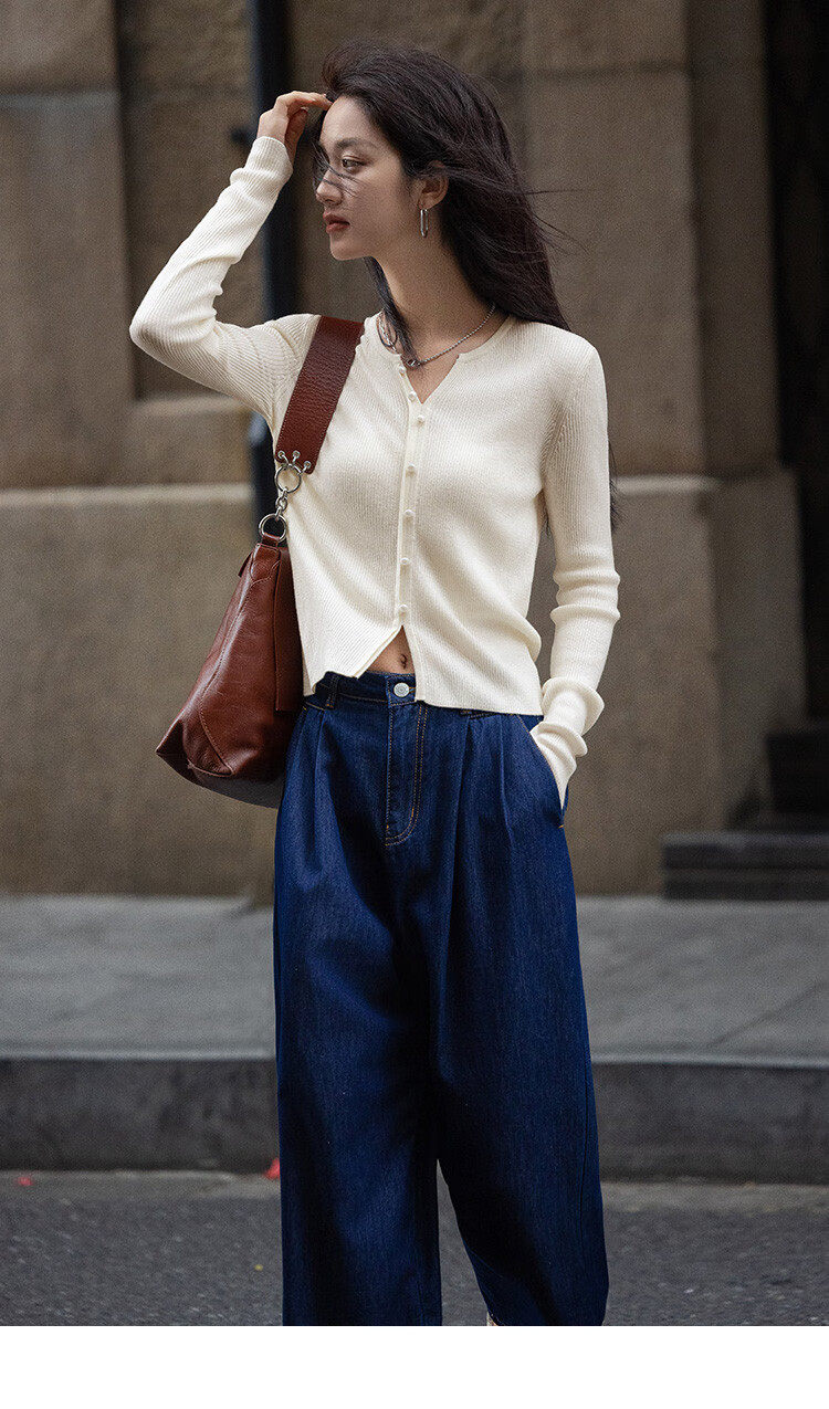 Dme [Elegant V-Neck Knit Sweater] Spring And Autumn Lightweight Mature Sister Layered Inner Wear Slimming Elegant Knit Sweater for Wome 13