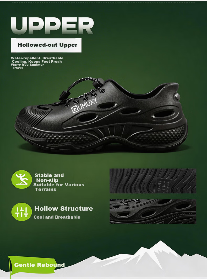 Qiumuxi Men's Summer Water Crossing Hollow Shoes EVA Non-Slip Thick Sole Outdoor Sports Beach Sandals 3