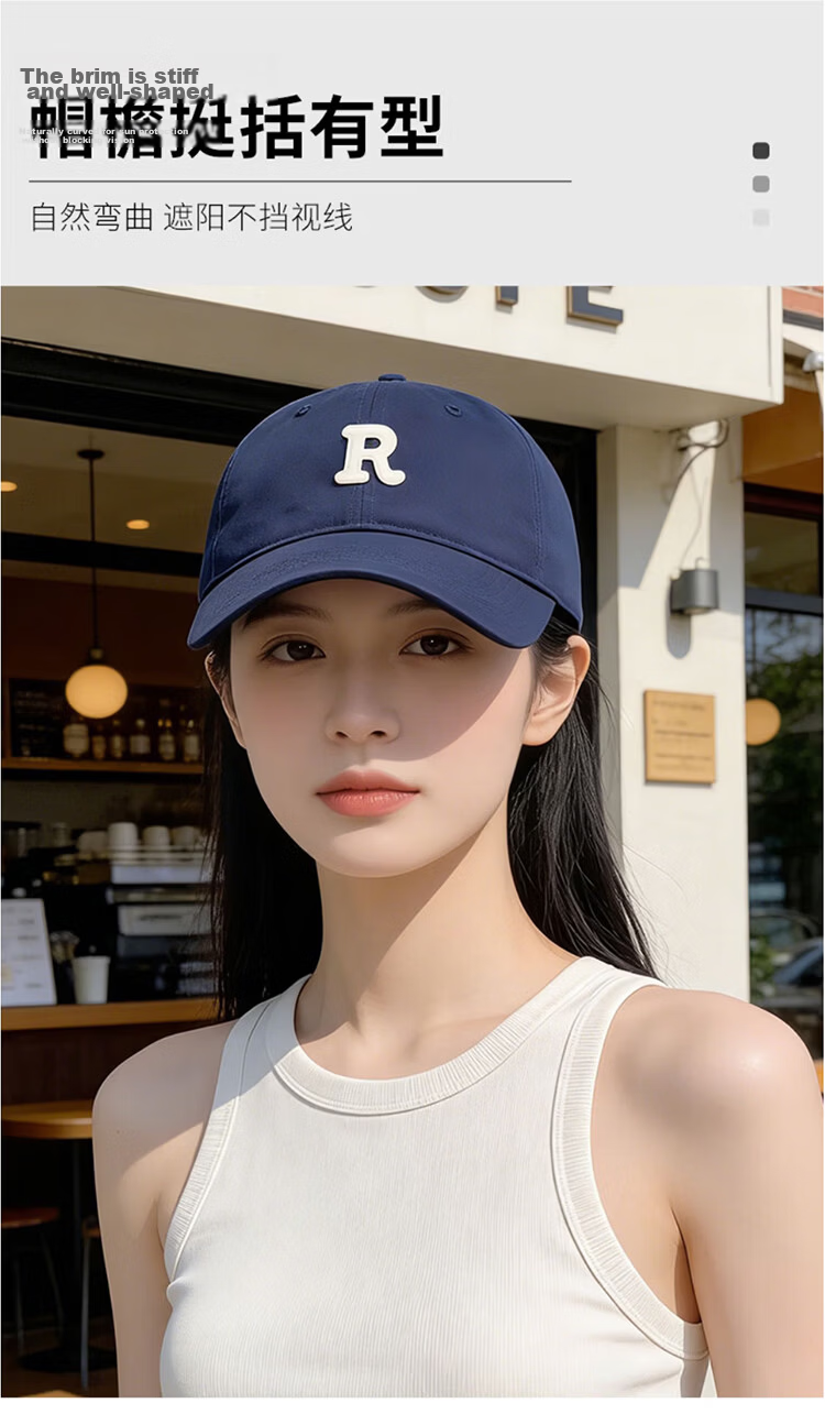 Dussena Embroidered Baseball Cap Duckbill Hat Women's Wide Brim Large Face Slimming Men's New Sun Protection Fashion Korean Style 3