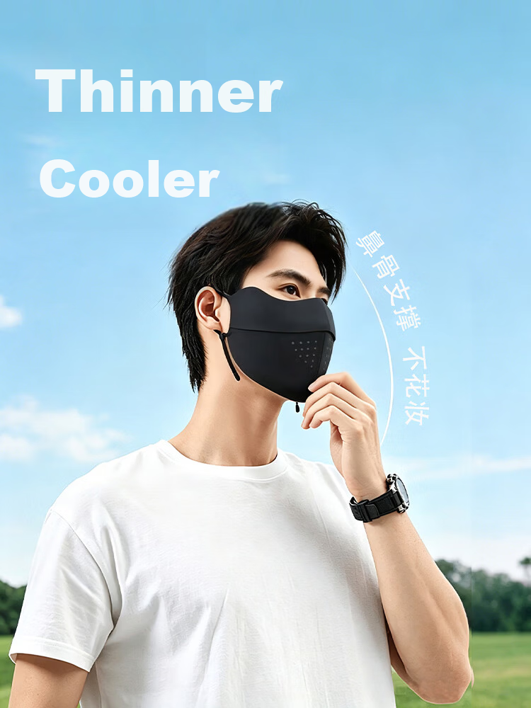 JD Jingzao Unisex Sunscreen Mask UV Protection Breathable Cycling Ice Silk Cooling Full Face Sun Protection Mask Black 1