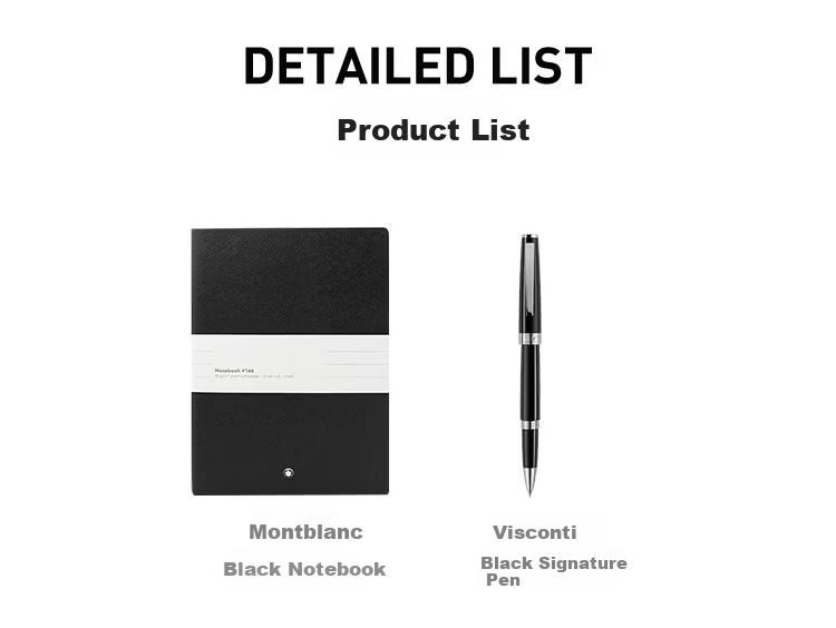MONTBLANC Black Notebook + Italian Pinafore Signature Pen Set, Basic Version, Father's Day Gift 22