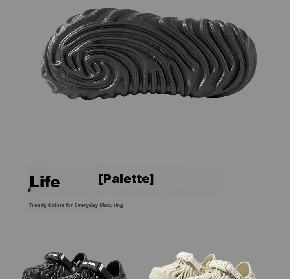 Paul Frank Head Hole Sandals Beach Shoes Outdoor Men’s Water Shoes River Trekking Shoes Home Slippers Black Size 44-45 14