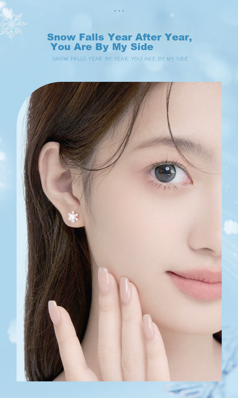 GLTEN Snowflake 999 Pure Silver Earrings Women's Studs Hoops Luxury 2026 New Birthday Gift for Girlfriend Wife 3